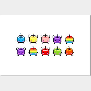 Double line Stardew Valley Pastel Junimos - Color Posters and Art